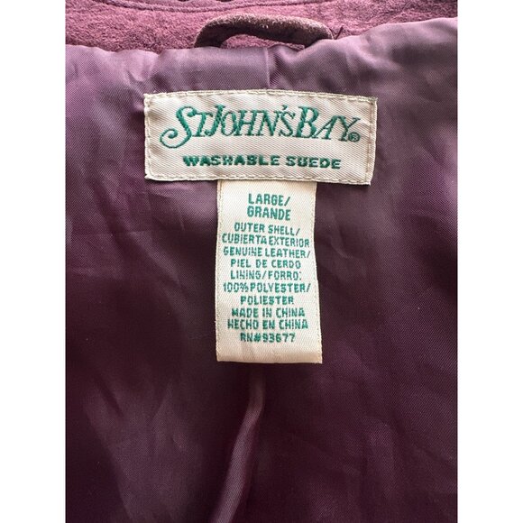 St. John's Bay Purple Blazer Suede Jacket Washable Pockets 2 Button Lined Large - Picture 6 of 7